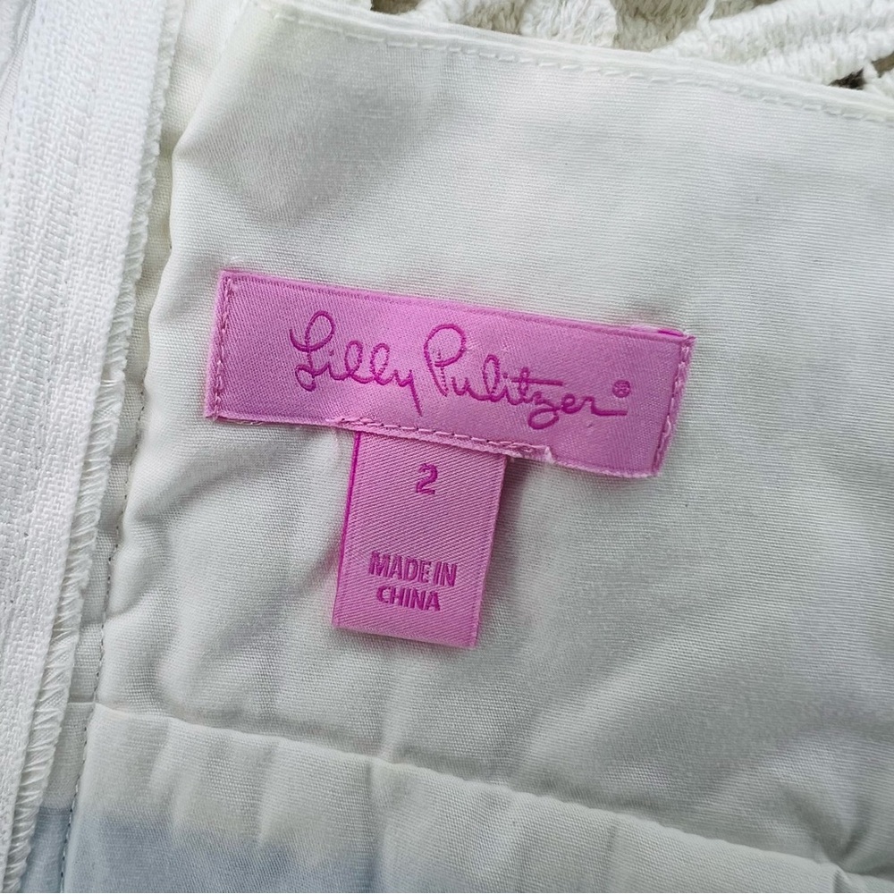 Lilly Pulitzer Breakers White, Turquoise Shift Dress - Picture 4 of 10